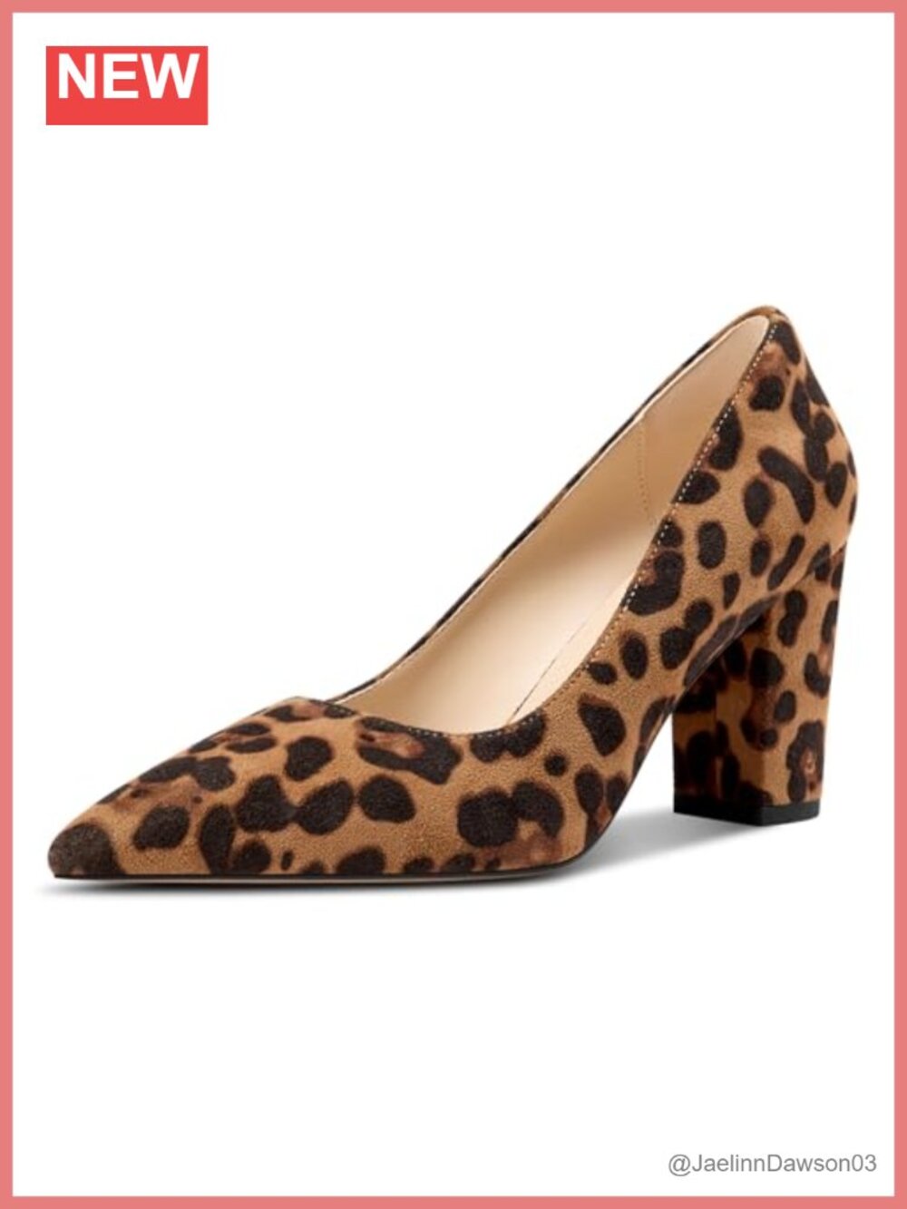 Women's Pointed Toe Slip On Chunky Block Heel Pumps 3.2 Inch Dress Office Shoes